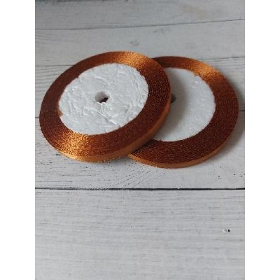 Лента атласная однотонная 0,6 см*25 ярдов цв. коричневый 158, цена за катушку